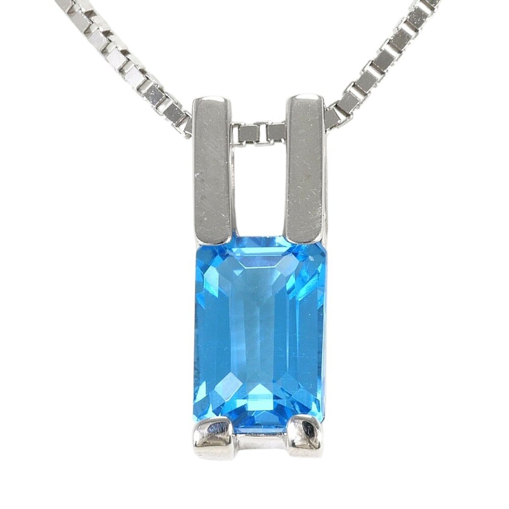 VINTAGE 14k Silver Topaz Necklace